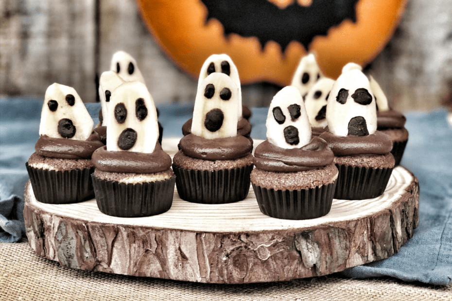 Marble Cupcakes with Banana Ghosts